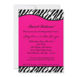 5x7 Hot Pink Zebra Sweet16 Birthday Party Invite
