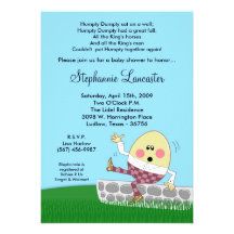 5x7 Humpty Dumpty Nursery Baby Shower Invitation