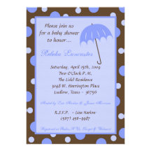 5x7 Invite - Blue Umbrella Baby Shower Invitation