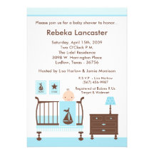5x7 Invite - Boy Nursey Baby Shower Invitation