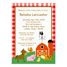 5x7 Invite - Farm Animals Baby Shower Invitation