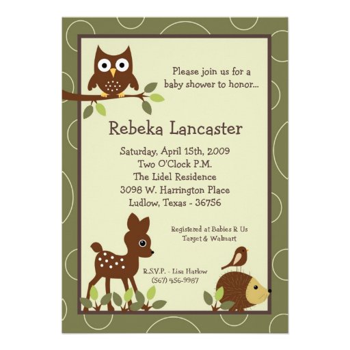 5x7 Invite - Forrest Animal Baby Shower Invitation