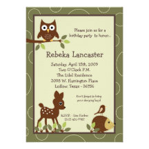 5x7 Invite - Forrest Animal Birthday Invitation