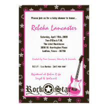 5x7 Invite - Girl Rock Star Baby Shower Invitation