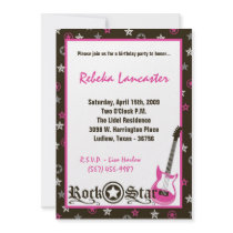 5x7 Invite - Girl Rock Star Birthday Invitation by thepapergenius 5x7 Invite - Girl Rock Star Birthday Invitation