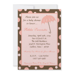 5x7 Invite - Pink Umbrella Baby Shower Invitation invitation