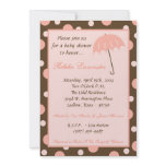 5x7 Invite - Pink Umbrella Baby Shower Invitation