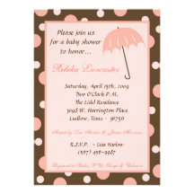 5x7 Invite - Pink Umbrella Baby Shower Invitation