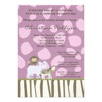 5x7 Jacana Girly Jungle Zoo Baby Shower Invitation