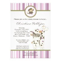 5x7 Jacana Girly Jungle Zoo Baby Shower Invitation