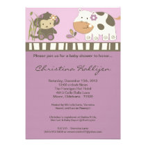 5x7 Jacana Girly Jungle Zoo Baby Shower Invitation