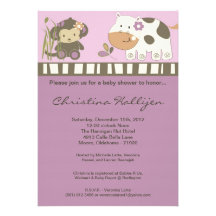 5x7 Jacana Girly Jungle Zoo Baby Shower Invitation