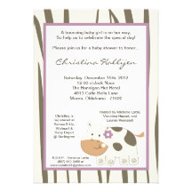 5x7 Jacana Girly Jungle Zoo Baby Shower Invitation