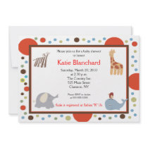 5x7 Jungle Alphabet Soup Dot Baby Shower Custom Invite
