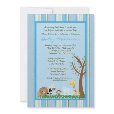 5x7 Jungle Safar Zoo Animal Baby Shower Invitation by thepapergenius