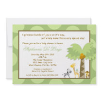 5x7 Jungle Safari Zoo Anima Baby Shower Invitation