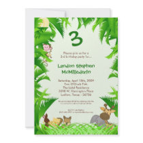 5x7 Jungle Safari Zoo Birthday Party Invitation