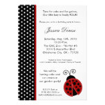 5x7 Lady Bug Black Polka Birthday Party Invitation