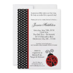 5x7 Lady Bug Black PolkaDot Baby Shower Invitation