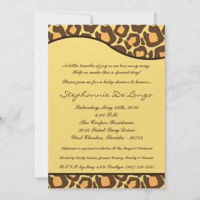 Leopard Baby Shower Invitations on 5x7 Leopard Animal Print Baby Shower Invitation By Annleedesigns