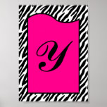 5x7 Letter Wall Art Hot Pink Zebra Animal Print