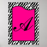 5x7 Letter Wall Art Hot Pink Zebra Animal Print