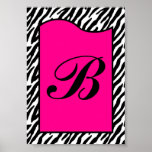 5x7 Letter Wall Art Hot Pink Zebra Animal Print