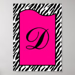 5x7 Letter Wall Art Hot Pink Zebra Animal Print