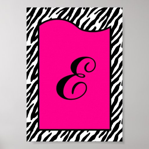 5x7 Letter Wall Art Hot Pink Zebra Animal Print | Zazzle