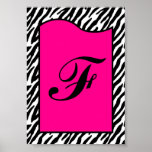 5x7 Letter Wall Art Hot Pink Zebra Animal Print