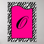 5x7 Letter Wall Art Hot Pink Zebra Animal Print