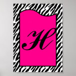 5x7 Letter Wall Art Hot Pink Zebra Animal Print