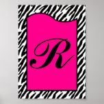 5x7 Letter Wall Art Hot Pink Zebra Animal Print