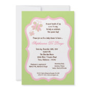 5x7 Light Green Butterfly Baby Shower Custom Invitations