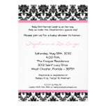 5x7 Light Pink Black Damask Baby Shower Invitation