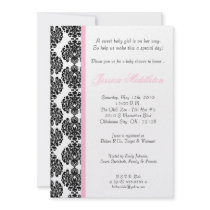 5x7 Light Pink Damask Lace Baby Shower Invitation