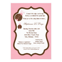 5x7 Light Pink Lady Bug Baby Shower Custom Invite