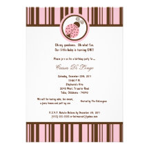 5x7 Light Pink Lady Bug Birthday Party Invite