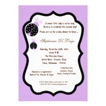 5x7 Light Purple Lady Bug Baby Shower Announcement