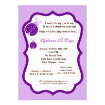 5x7 Light Purple Lady Bug Baby Shower Personalized Invitation