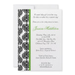 5x7 Lime Green Damask Lace Baby Shower Invitation