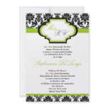 5x7 Lime Green Damask Quinceanera Invitation