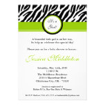 5x7 Lime Green Zebra Print Baby Shower Invitation