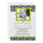 5x7 Lime Zebra PHOTO Sweet 16 Birthday Invitation