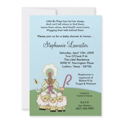 5x7 Little Bo Peep Nursery Baby Shower Invitation by thepapergenius