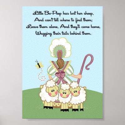 5x7 Little Bo Peep Sheep Rhyme Kids Room Wall Art Posters by thepapergenius