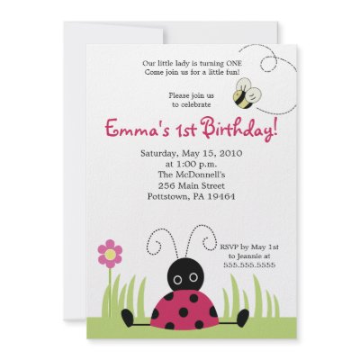 5x7 Little Ladybug Spring Birthday Invitation by allpetscherished