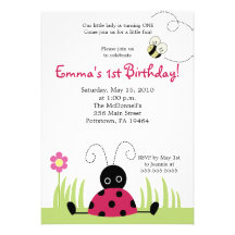 5x7 Little Ladybug Spring Birthday Invitation