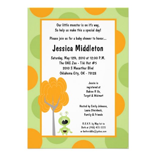 5x7 Little Monster  Baby Shower Invitation