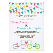 5x7 Lovers Bike Bicycle Carniva Wedding Invitation